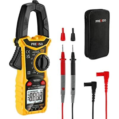 Afbeelding van PREXISO Mini digitale klemmeter, stroomtang met achtergrondverlichting, meetinstrument, tangmeter, spanningsmeter voor AC/DC spanning, AC stroom, doorgang, weerstand, diode, True RMS