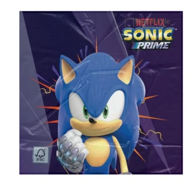 Afbeelding van BeenSmile, SONIC Prime servetten, 33 cm, papieren feestartikelen, feesten, vieringen en kinderverjaardagen, 20 stuks, cm