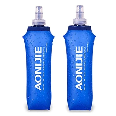 Afbeelding van Zachte kolf TPU opvouwbare hardloopwaterflessen BPA gratis inklapbare fles voor hydratatiepakket fietsen marathon hardlopen wandelen (500 ml/16 oz pak van 2)