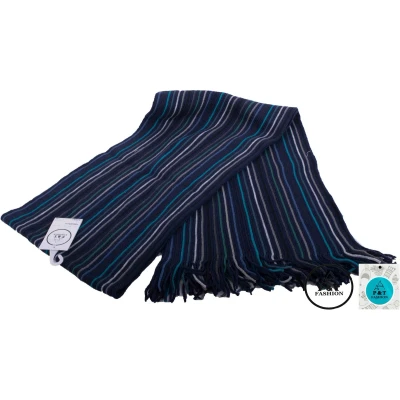 Afbeelding van P&amp;T Mannen Sjaal Gestreept Blauw Zeegroen Grijs 180 x 25 cm