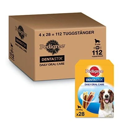 Afbeelding van Pedigree Dentastix Snack voor mondhygiëne honden, middelgroot, 10 tot 25 kg, 180 g, in totaal 112 stuks, 28 4 stuks