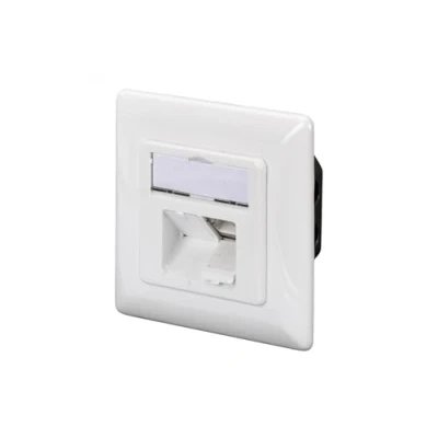 Afbeelding van DIGITUS Aansluitdoos Cat 6 2 poorten RJ45 inbouwnetwerkaansluiting horizontale toevoer ontworpen zuiver wit
