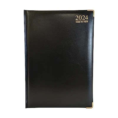 Afbeelding van G4 2024 Zwart A5 Week om Dagboek Hardback Cover 70GSM Papier voor Zakelijk Kantoor &amp; Thuis te bekijken