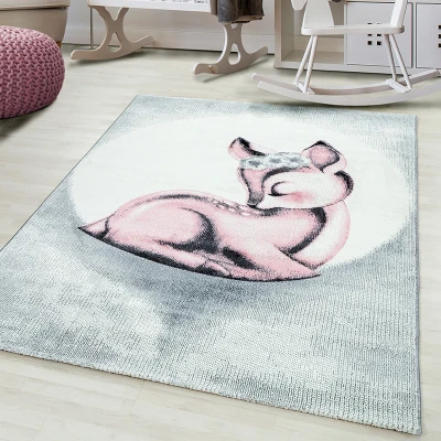 Afbeelding van Kindervloerkleed Bambi Hert Roze 120x170cm Adana Carpets