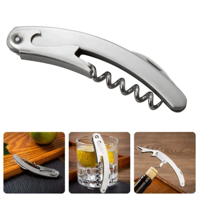 Afbeelding van Cheqo® 3 in 1 Kelnermes RVS Mes Kurkentrekker Flesopener Zakmes 17 cm