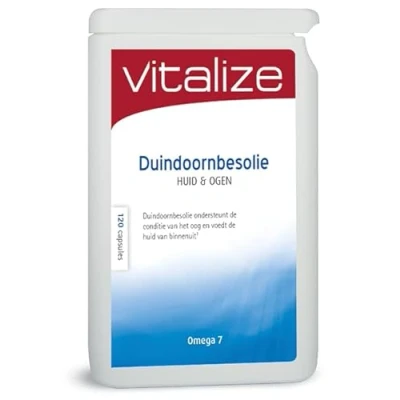 Afbeelding van Duindoornbesolie 120 capsules Droge huid, ogen, slijmvliezen Rijk aan Omega 7 vetzuren Vitalize