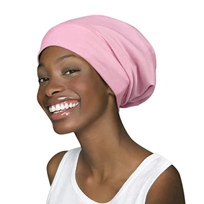 Afbeelding van FocusCare Satijnen gevoerde slaapmuts voor meisjes, nonchalant, slap hoofddeksels, geschenken vrouwen met kroeshaar, roze, One size