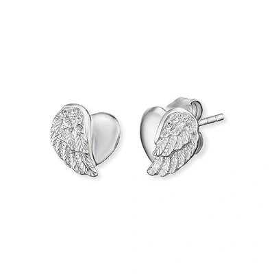 Afbeelding van Engelsrufer Herzflügel Ohrstecker für Damen, 925er Sterlingsilber Ohrringe mit schimmernden Zirkonia Steinen, rhodiniertes Silber, nickelfrei, Allergiker geeignet, ERE LILHEARTWING ST