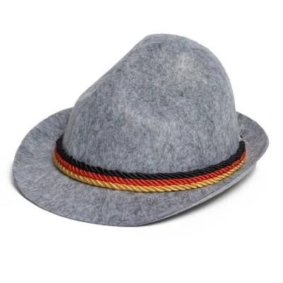 Afbeelding van Partychimp Tiroler Hoed Oktoberfest Carnaval Accessoires voor bij Carnavalskleding Dames Heren Verkleedkleren Volwassenen Grijs Vilt