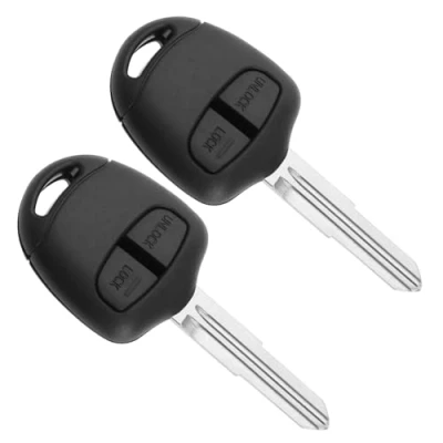 Afbeelding van eMagTech 2 stks Rechts Groef Autosleutel Behuizingen Knoppen Case Auto Afstandsbediening Sleutel Beschermende Shell Compatibel met Mitsubishi Pajero Sport Outlander Grandis ASX MIT11