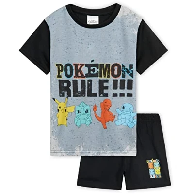 Afbeelding van Pokemon Jongens Pyjama voor Kinderen en Tieners Ademend Nachtkleding T shirt Korte Broek Zomer PJ&#039;s Pikachu Zachte Lounge Wear Cadeaus (7 8 Jaar, Zwart/Grijs)