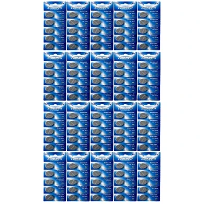 Afbeelding van 100 x CR2032 3V Lithium Knopfzelle 210 mAh CR 2032 (20 Blistercards a 5 Batterien) EINWEG Markenware Eunicell FBA