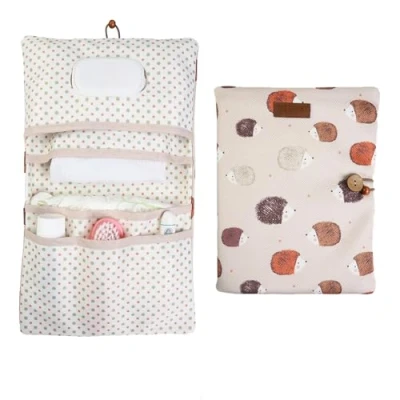 Afbeelding van Hamur Home Luiertas organizer En Make up tas 2 in 1 Kleine Voor Onderweg Mama&#039;s Luiers Crème Doekjes Baby (Urchin)