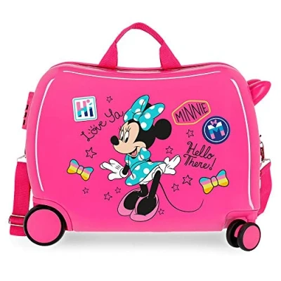 Afbeelding van Disney Rolling Suitcase 4 Wheels Enjoy Minnie Mouse Hi Love Roze