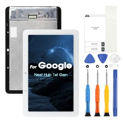 Afbeelding van ARSSLY voor Google Nest Hub LCD display, scherm, touchscreen, digitale assembly, vervanging met reparatiekit (wit)