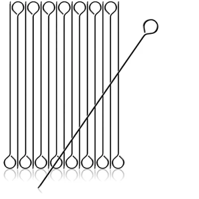 Afbeelding van COM FOUR® 16x Roestvrij stalen spiesen 32 cm lange spies Zwarte vleesspies ook voor groenten en zeevruchten (32cm 16 stuks)