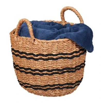 Afbeelding van Relaxdays opbergmand zeegras ∅ 35 cm gevlochten mand met hengsel groot badkamer