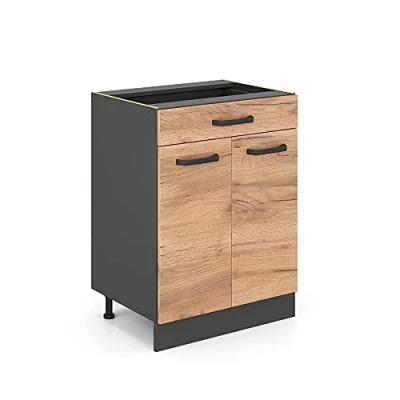 Afbeelding van Vicco Keukenonderkast R Line, Krachtige eik goud/Antraciet, 60 cm met lade, zonder werkblad