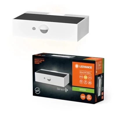 Afbeelding van LEDVANCE ENDURA STYLE BRICKLUME sensor, solarlicht, 3W, 300lm, wit, indirecte verlichting, bewegingsmelder, daglichtsensor, IP65 beschermingsklasse, 3.000K kleurtemperatuur, warm witte lichtkleur