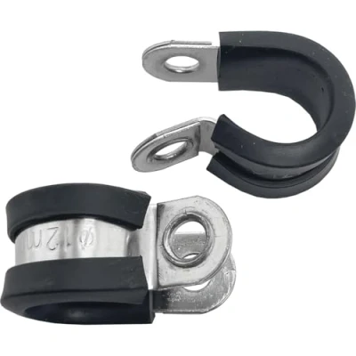 Afbeelding van Lumonic 5x 12mm buisklemmen met rubber inlage roestvrij staal V2A I kabelklemmen voor schroeven slangklem 12mm, buisklemmen, bevestigingsklem
