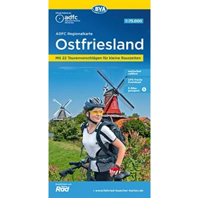 Afbeelding van ADFC Regionalkarte Ostfriesland, 1:75.000, mit Tagestourenvorschlägen, reiß und wetterfest, E Bike geeignet, GPS Tracks Download