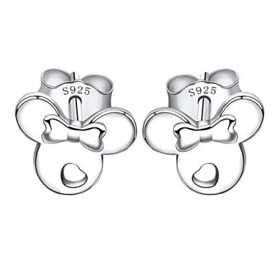 Afbeelding van Kaguyo Minnie Mouse Earrings for Girls 925 Sterling Zilveren Kleine Schattige Mickey Stud Oorbellen voor Vrouwen Meisjes en Kinderen Verjaardagscadeau (zilver)
