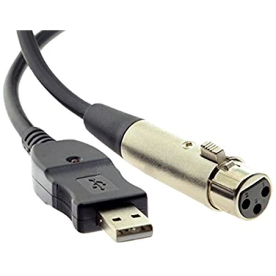 Afbeelding van System S USB A (male) naar 3pin XLR (Female) microfoonkabel Mic Link kabel adapter 290 cm
