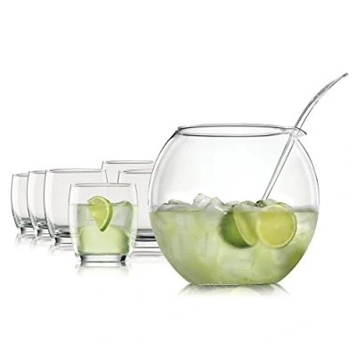 Afbeelding van Bohemia Cristal 093 006 018 bowlset 8 delig, 1 Bowl lichaam ca. 4,5 ltr. van hittebestendig borosilicaatglas + 6 bowlbekers 350 ml kristalglas bowlschepper kunststof