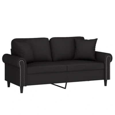 Afbeelding van vidaXL Tweezitsbank met sierkussens 140 cm fluweel zwart, bank, zitbank, 2 zits loveseat, 2zitsbank, twee zit bank