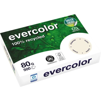 Afbeelding van Clairefontaine Evercolor, Gekleurd Gerecycleerd Papier, A4, 80 G, 500 Vel, Ivoor Papier
