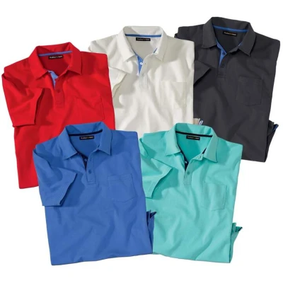 Afbeelding van ATLAS FOR MEN Set van 5 herenpoloshirts Korte mouwen Verkrijgbaar in grote maten M tot 5XL L