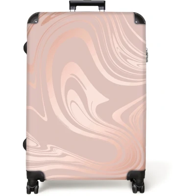 Afbeelding van NoBoringSuitcases.com® Koffer groot Reiskoffer lichtgewicht Marmer Roségoud Luxe Marmerlook Rolkoffer met 4 wielen Grote trolley XL 98 liter bagage