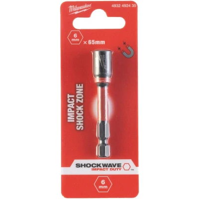 Afbeelding van Milwaukee Nut Driver Mag ShW HEX6 x 65 mm 1 pc Dop SHOCKWAVE™ magnetisch Hex 1/4 6 65mm 4932492435