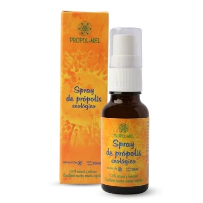 Afbeelding van Propolis spray 20 ml BIO. Draagt ​​bij aan het welzijn van de keel. Bestanddelen: propolis, honing, rozemarijn, eucalyptus en citroen = frisse mond. Glutenvrij.