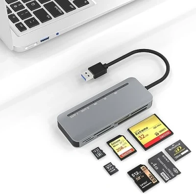 Afbeelding van 7 in 1 USB 3.0 Multi SD kaartlezer, geheugenkaartlezer leest 5 kaarten tegelijkertijd, ondersteunt Gbit/s snelheid, Memory Stick Pro Duo adapter voor SD/SDXC/SDHC/Micro SD/CF/XD/MS/MMC lezer