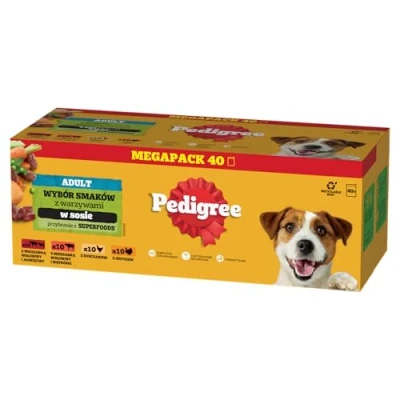 Afbeelding van 40x100g Pedigree vershoudzakjes gemengde selectie in saus (4 soorten) nat hondenvoer