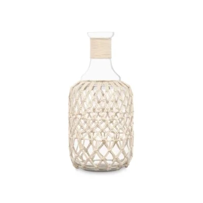 Afbeelding van Fles Decoratief Wit Transparant Glas Touw 18 x 38 cm (4 Stuks)