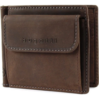 Afbeelding van bugatti Leren Portemonnee Hunter RFID Dollarclip 8CC Brown Bruine