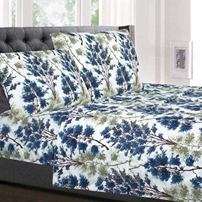 Afbeelding van Kingsize lakens ademende luxe met volledige elastische en veilige hoekbanden, ingebouwde 1800 Supreme Collection extra zachte diepe zak beddengoedset, lakenset, King, Florence