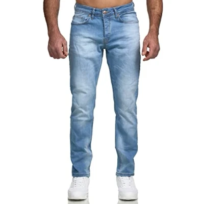 Afbeelding van Elara Heren Jeans Slim Fit Broek Denim Stretch Chunkyrayan EL368D2 Hellblau 34W / 34L