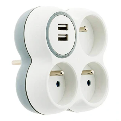 Afbeelding van Zenitech Triplite 16A 2P T + 2 USB poorten wit, grijs