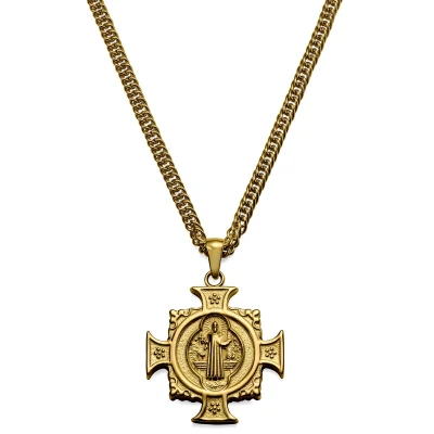 Afbeelding van Sanctus Goudkleurige Kruisketting van de H. Benedictus