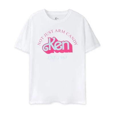 Afbeelding van Barbie Wit T shirt met korte mouwen voor heren Ken Retro Logo Ontwerp Authentieke Merchandise Comfortabel en stijlvol cadeau hem