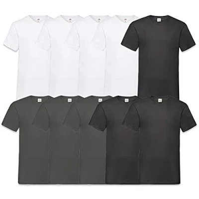 Afbeelding van Fruit of the Loom T shirt voor heren, met V hals, voordeelverpakking van 10 stuks, 4, wit, antraciet, zwart, XL