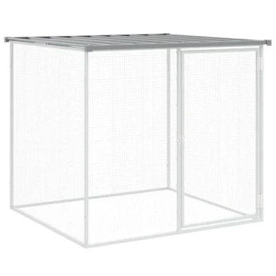 Afbeelding van Kippenhok met dak 103x98x90 cm gegalvaniseerd staal lichtgrijs