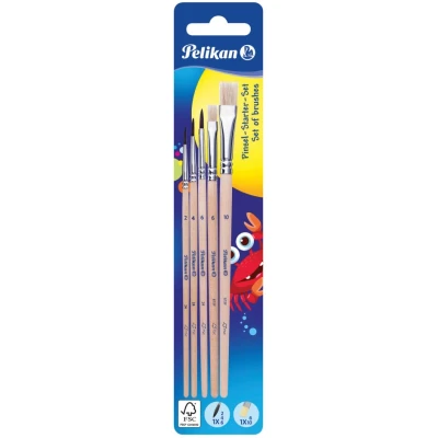 Afbeelding van Pelikan penselenset , blister van 5 stuks, S613F in nr 6 en 10 S24 2, 4 penseel