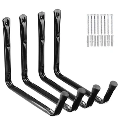 Afbeelding van Wall Mounted Giant Garage Storage Hook, 32CM/12.6Inches Heavy Duty Utility Hanging Rack for Surfboard,Ladder,Kayak (Black, Pack of 4)