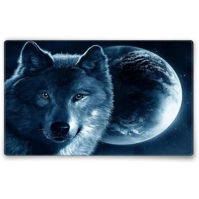 Afbeelding van Silent Monsters Muismat Grootte S (24 x 20 cm), Mouse Pad Design: Wolf, Genaaide Rand, voor Bureau en Gaming, Mousepad Antislip rubberen basis