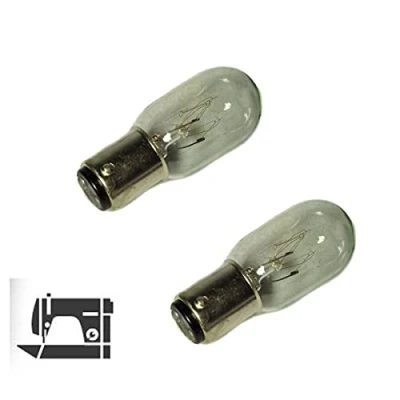 Afbeelding van oniroview Vervangende lamp voor naaimachine BA15d 15W 220V bajonet gloeilamp compatibel met Singer, Necchi, Janome, dimbaar, 2 stuks
