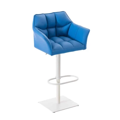 Afbeelding van Barkruk Sarpsborg Kunstleer Wit Frame Blauw